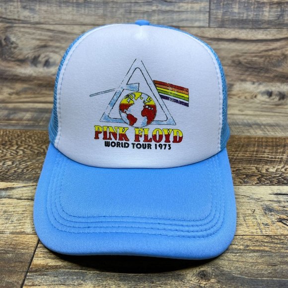 Pink Floyd World Tour 1973 Mens Trucker Hat Blue Snapback Psychedelic Space-Rock - Picture 2 of 8